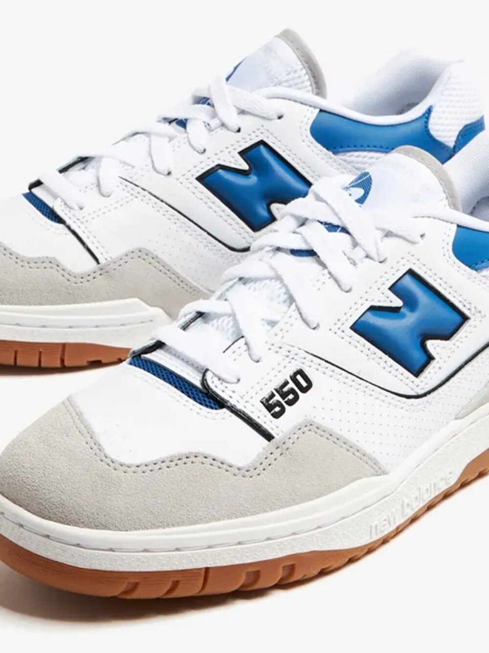 New Balance 550 White Blue Gray Gum Athletic Sneakers